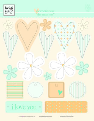 Heidi Grace - The Meadow - Plastic Shapes Decorations  (sold in 3's)